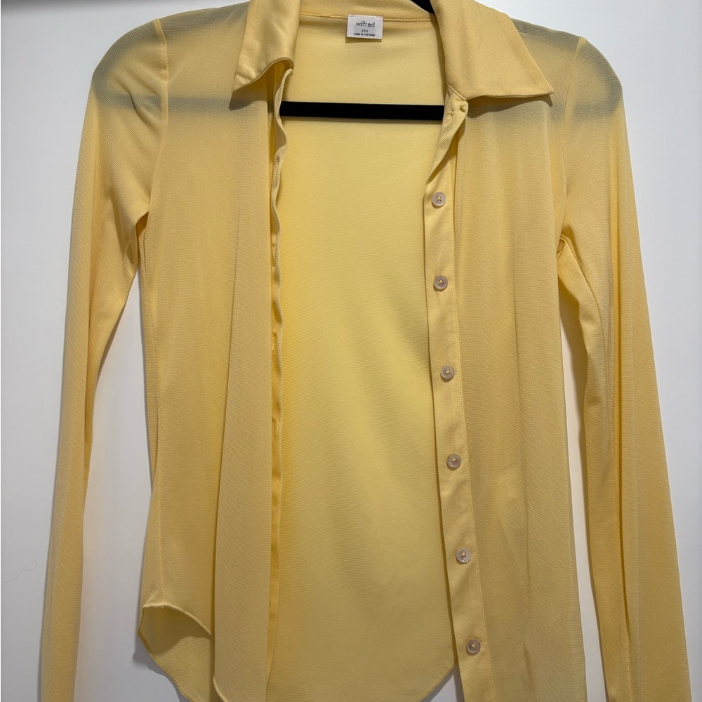 Aritzia Wilfred Yellow Pose longsleeve Button-Up Blouse - Picture 1 of 2
